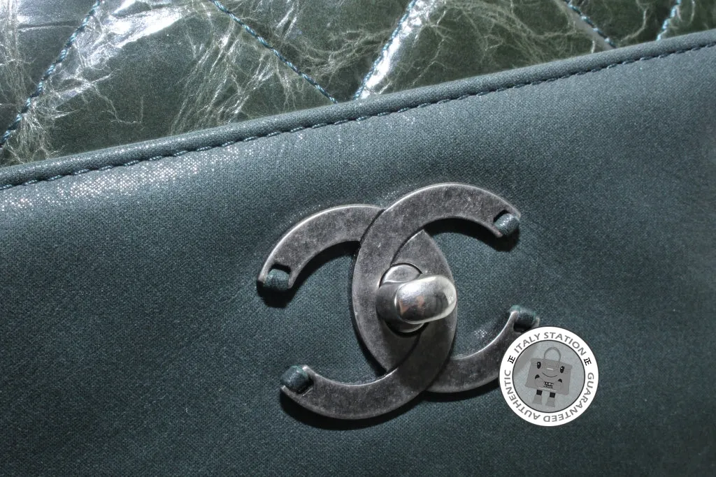 Chanel A39045 CC Double Handle Green Calfskin PM Tote Bag Shw