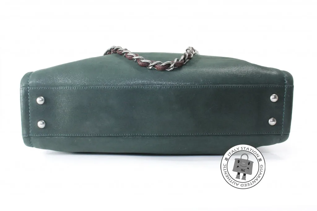 Chanel A39045 CC Double Handle Green Calfskin PM Tote Bag Shw