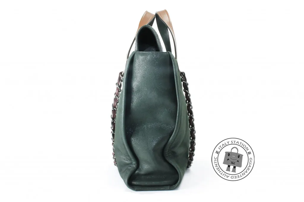 Chanel A39045 CC Double Handle Green Calfskin PM Tote Bag Shw
