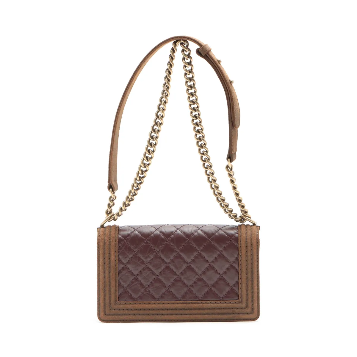 Chanel Boy Chanel Leather X Sword Chain Shoulder Bag Brown Gold  18th