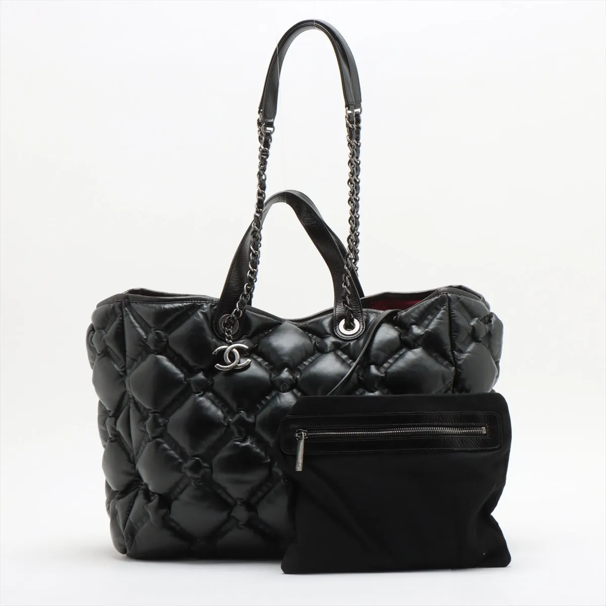Chanel Bubble Kilt Leather Chain Top Bag Black Gummetal Gold  23rd