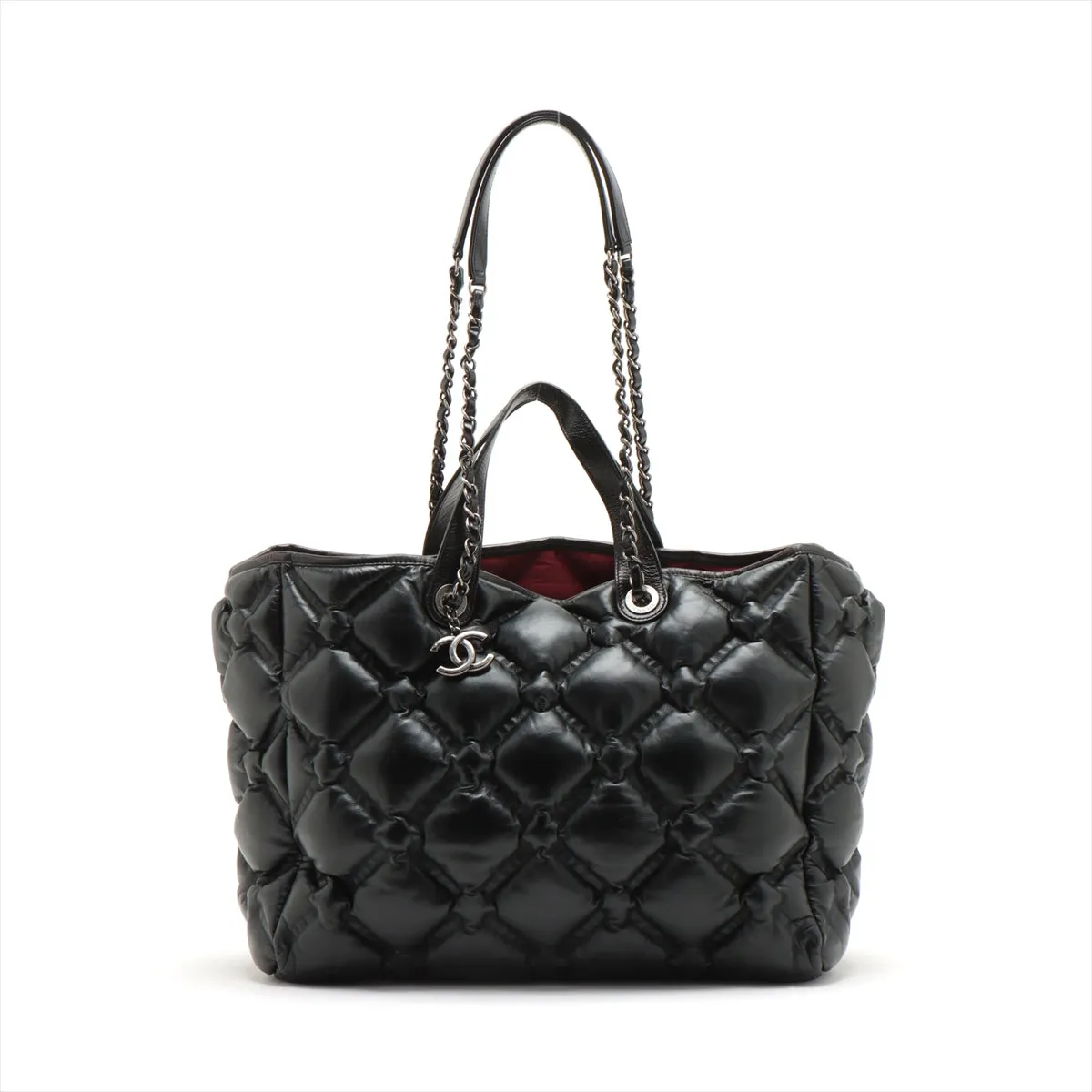 Chanel Bubble Kilt Leather Chain Top Bag Black Gummetal Gold  23rd