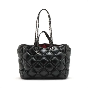Chanel Bubble Kilt Leather Chain Top Bag Black Gummetal Gold  23rd