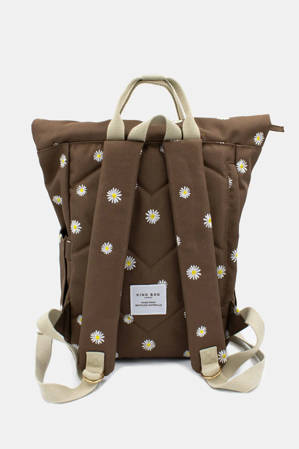 Daisies Brown | Embroidered Hackney Backpack | Medium