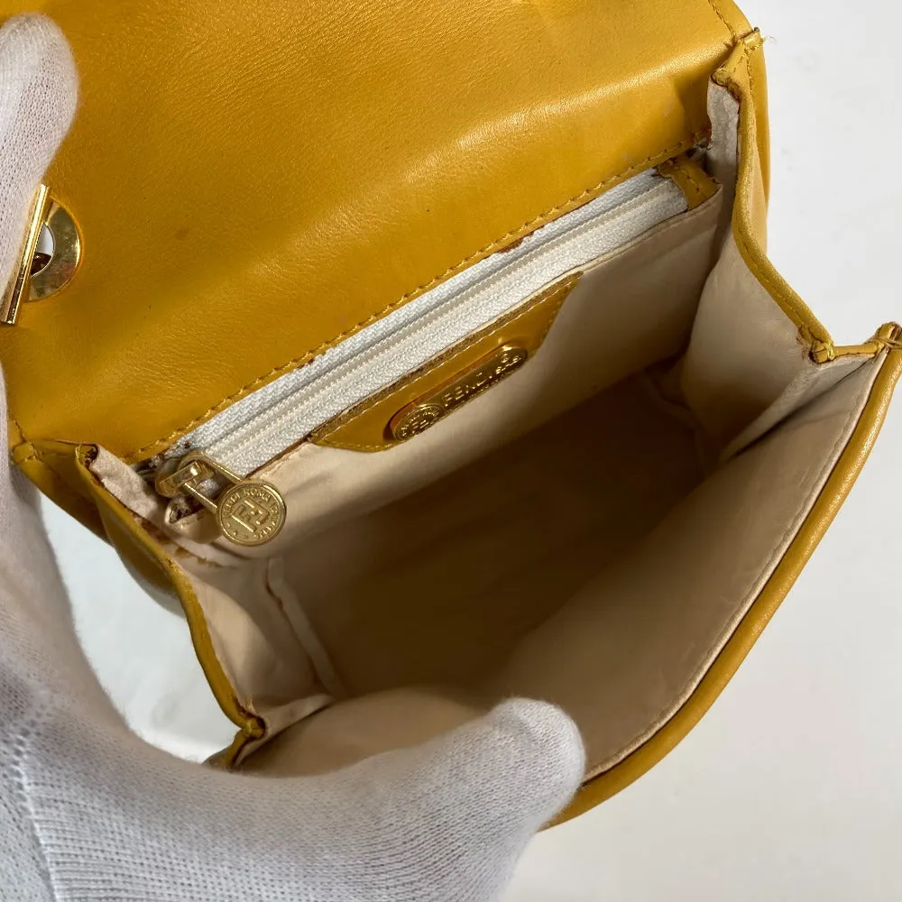 FENDI Handbag leather yellow vintage Metal handle Women Used
