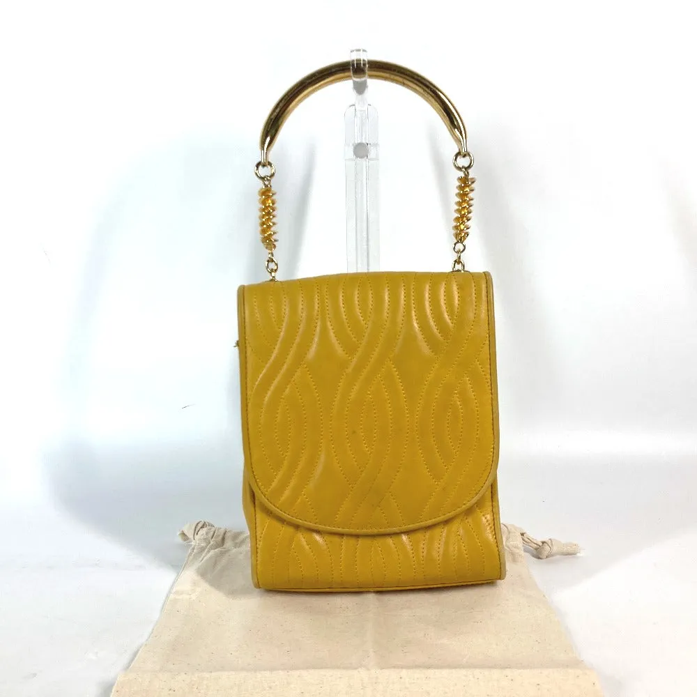 FENDI Handbag leather yellow vintage Metal handle Women Used