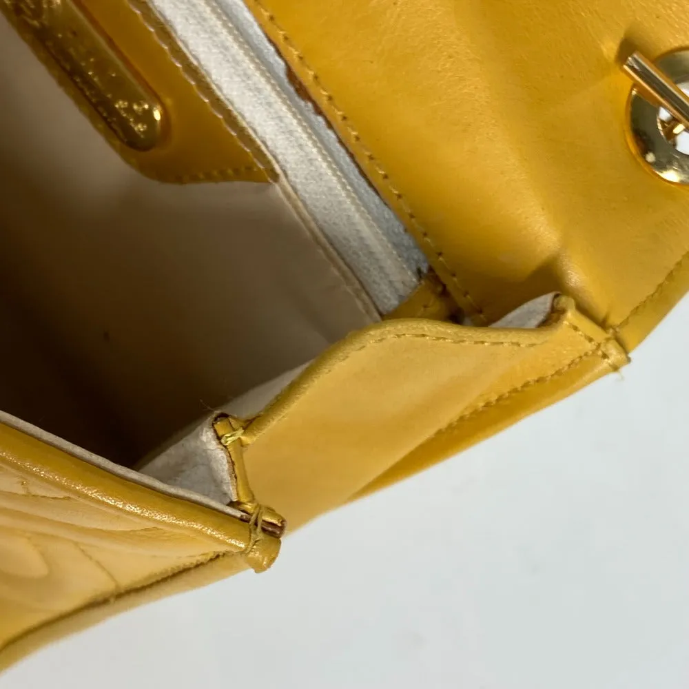 FENDI Handbag leather yellow vintage Metal handle Women Used