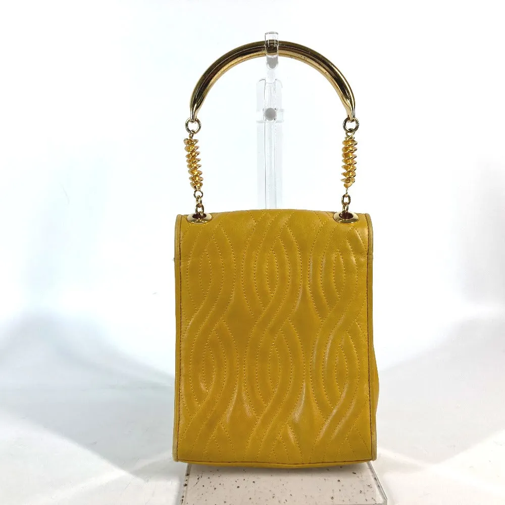 FENDI Handbag leather yellow vintage Metal handle Women Used