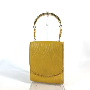 FENDI Handbag leather yellow vintage Metal handle Women Used