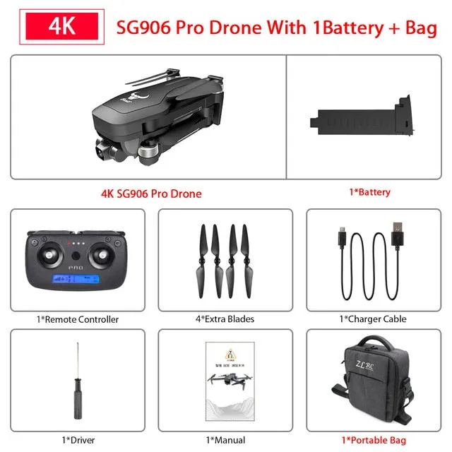 Hipac SG906 Pro Drone 4k GPS with Camera 2 axis Gimbal Brushless Profissional 800M Wifi 25Mins RC Dron 4k GPS Drone Quadrocopter