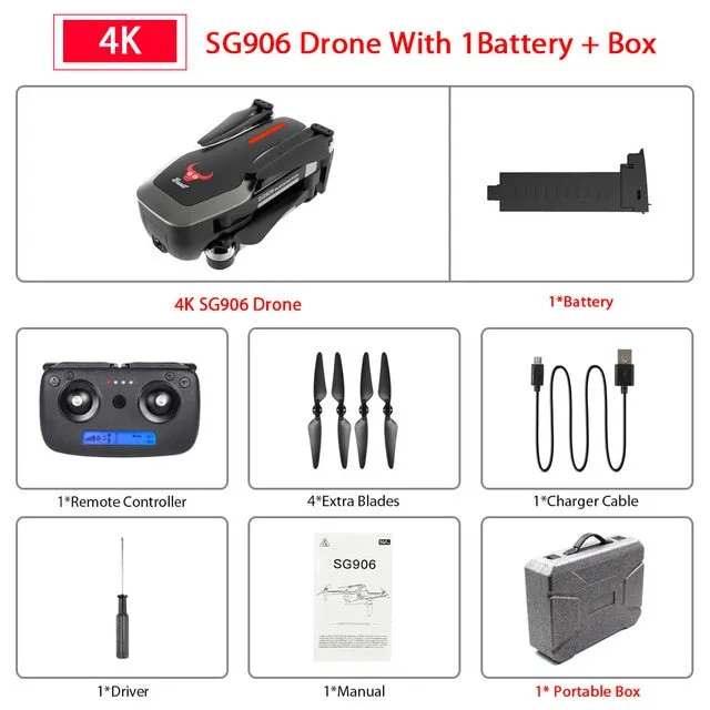 Hipac SG906 Pro Drone 4k GPS with Camera 2 axis Gimbal Brushless Profissional 800M Wifi 25Mins RC Dron 4k GPS Drone Quadrocopter