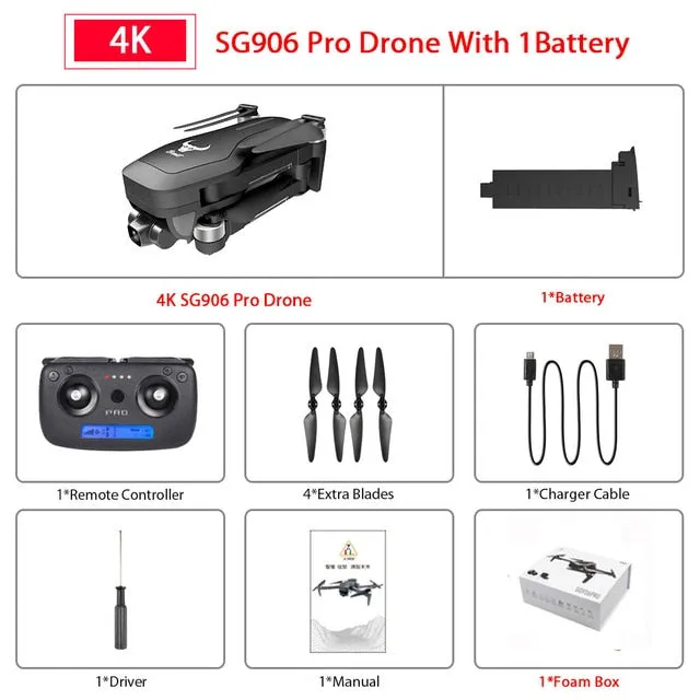 Hipac SG906 Pro Drone 4k GPS with Camera 2 axis Gimbal Brushless Profissional 800M Wifi 25Mins RC Dron 4k GPS Drone Quadrocopter