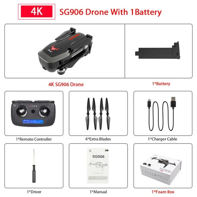 Hipac SG906 Pro Drone 4k GPS with Camera 2 axis Gimbal Brushless Profissional 800M Wifi 25Mins RC Dron 4k GPS Drone Quadrocopter