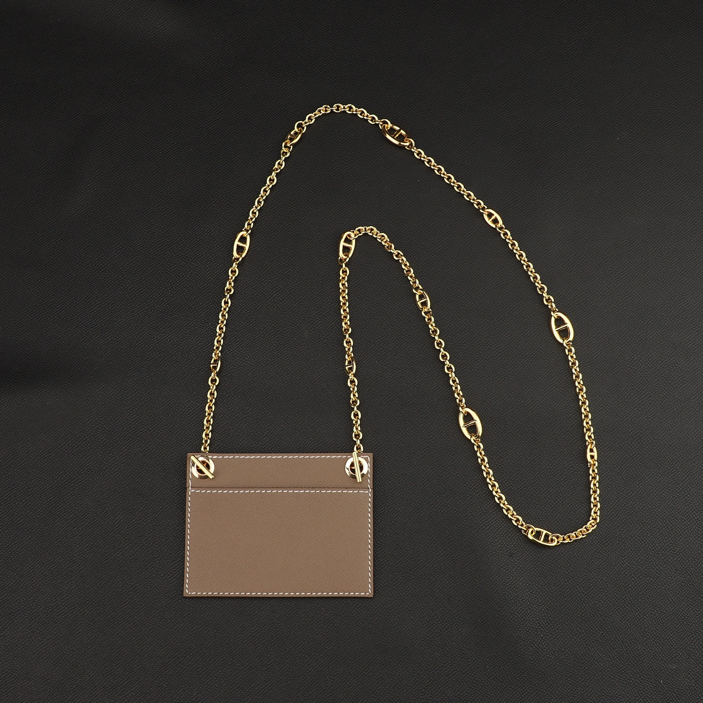 Leather insert with Chain crossbody strap for Constance Compact Wallet strap,leather insert crossbody strap for Slim wallet,Evercolor strap