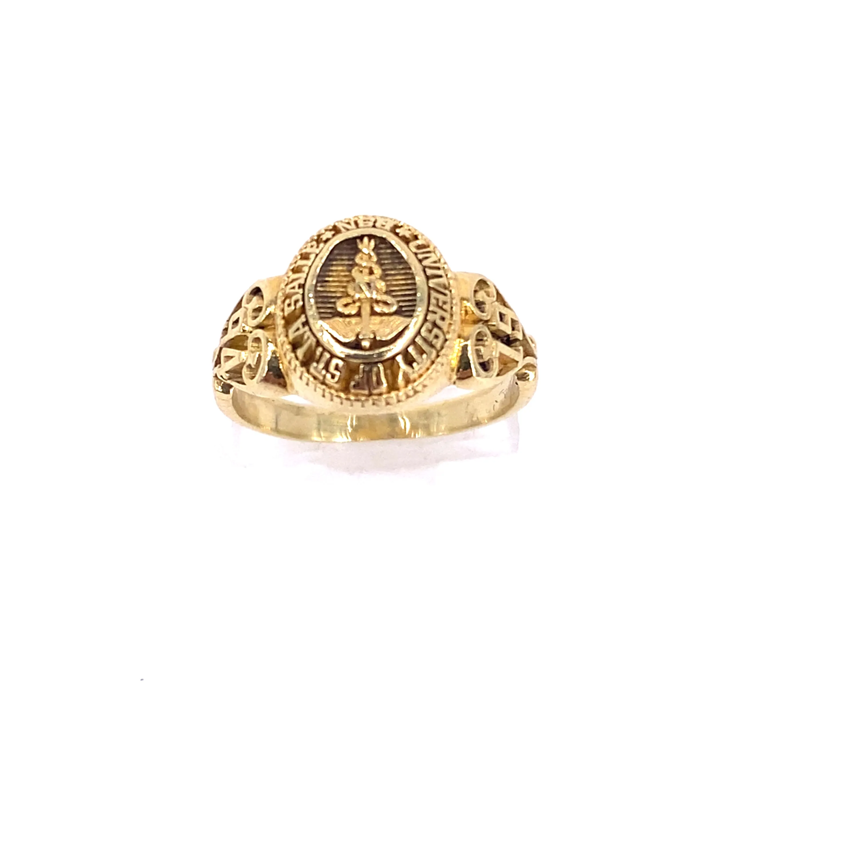 Unisex 14ct Yellow Gold University 'Caduceus' Medical Symbol College Ring - 4.5g